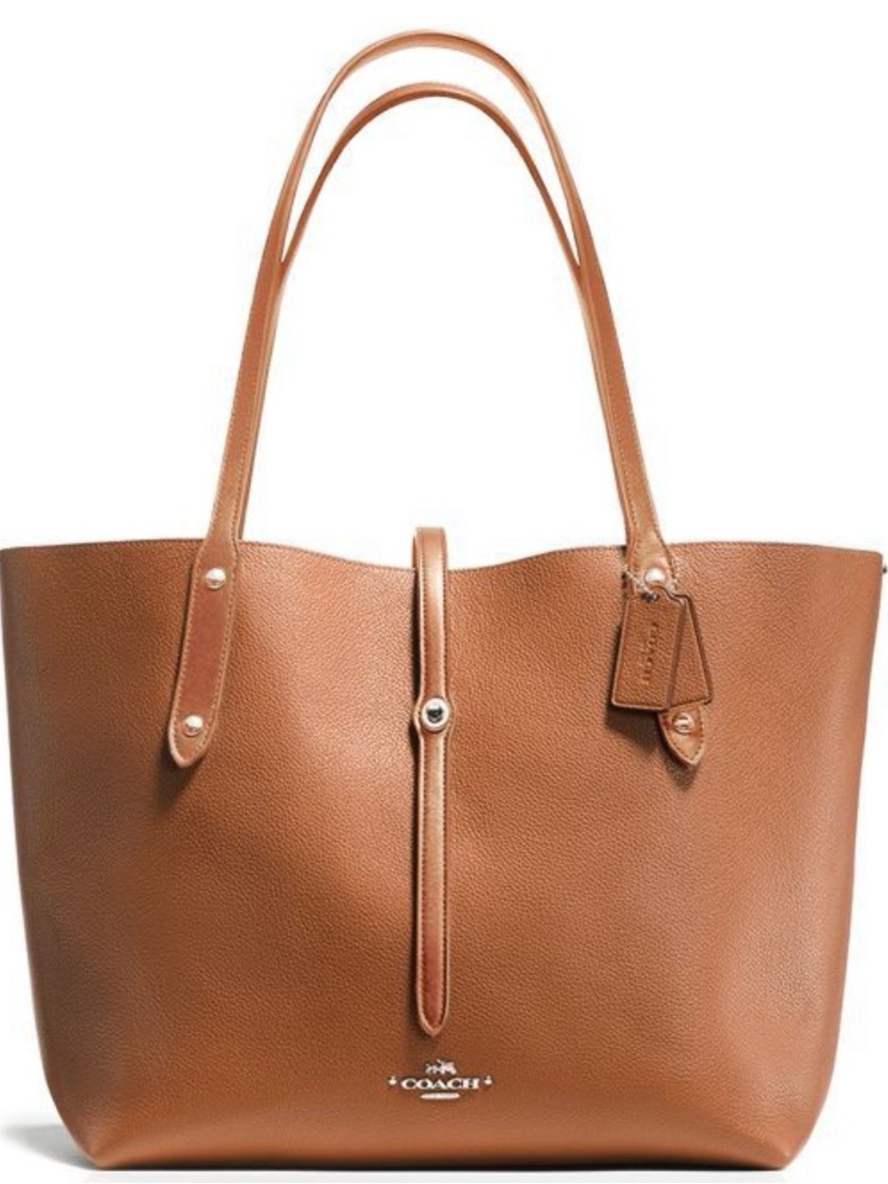 Coach Market Tote 58849 Brown Saddle Polished Pebble Leather Gold Hardware